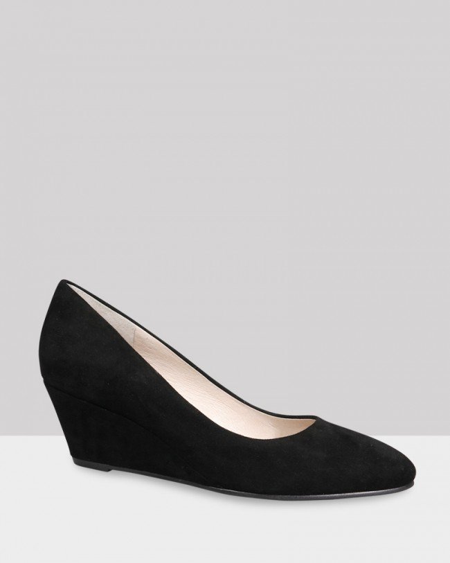 Wittner Morris Black Suede Round Toe Wedge