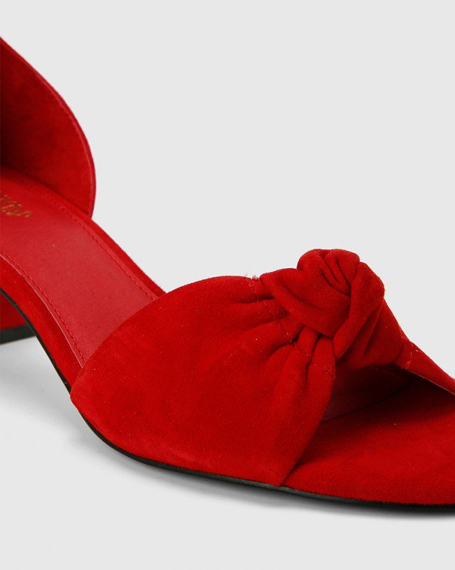 Wittner Isadore Red Suede Block Heel Sandal