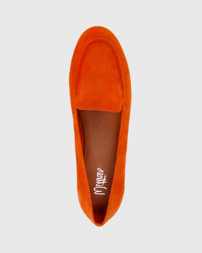 Wittner Brielle Burnt Orange Suede Leather Round Toe Flat