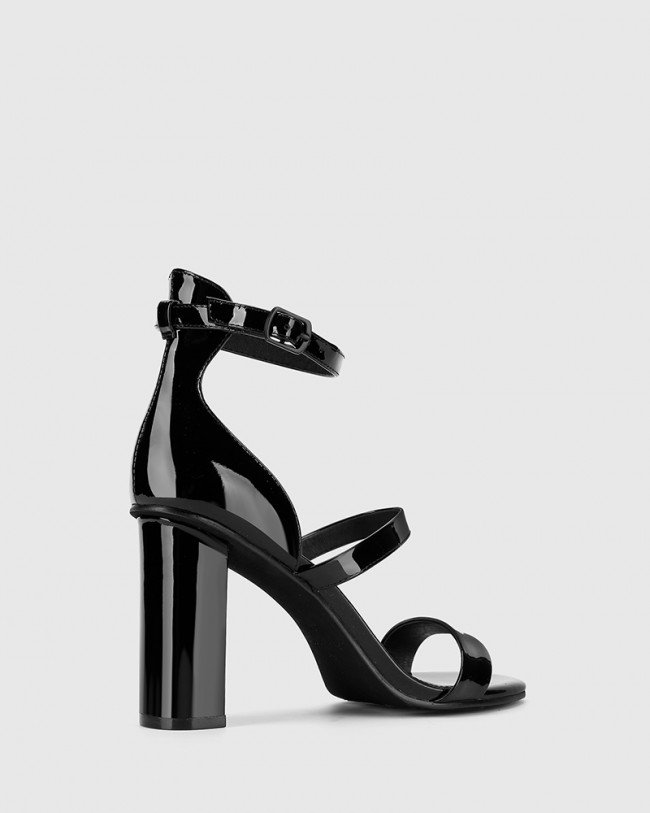 Wittner Rivera Black Patent Leather Block Heel Sandal