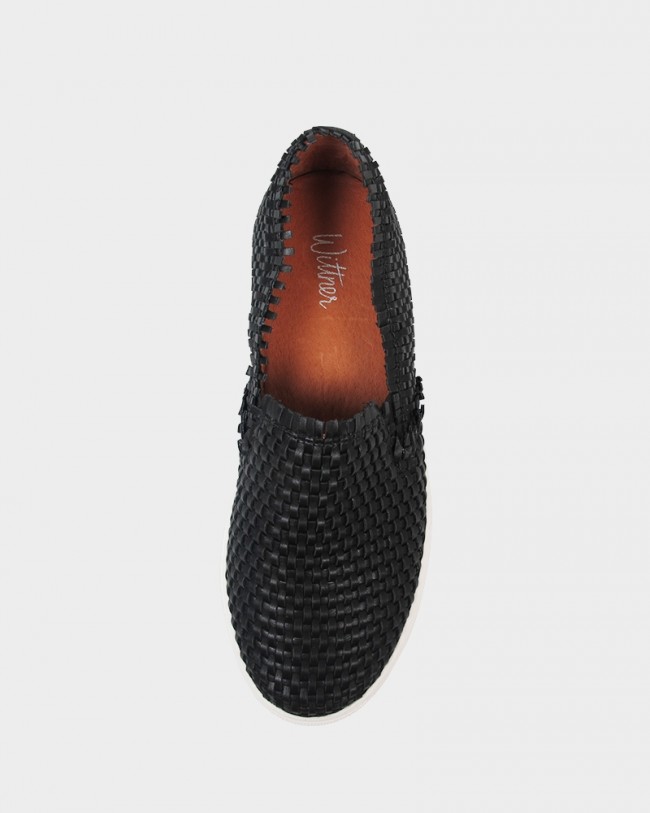 Wittner Brent Black Weave Slip On Sneaker