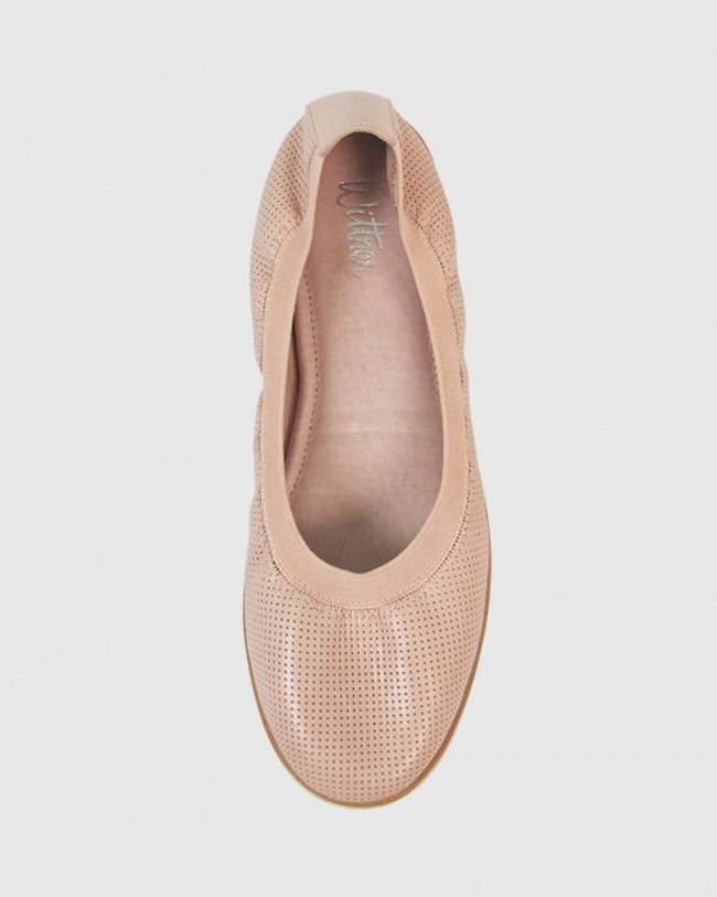 Wittner Glennis Cameo Leather Perforated Elasticated Ballet Flat