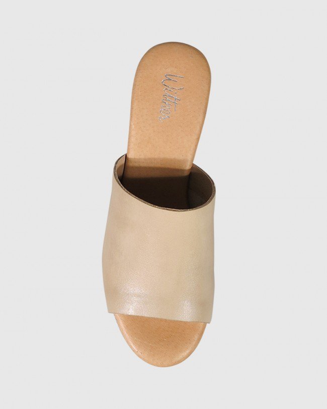 Wittner Henrietta Nude Leather Woven Detail Wedge