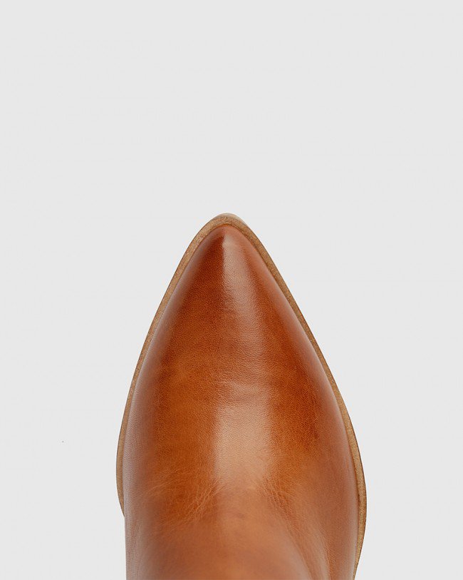 Wittner Preslee Cognac Leather Block Heel Long Boot