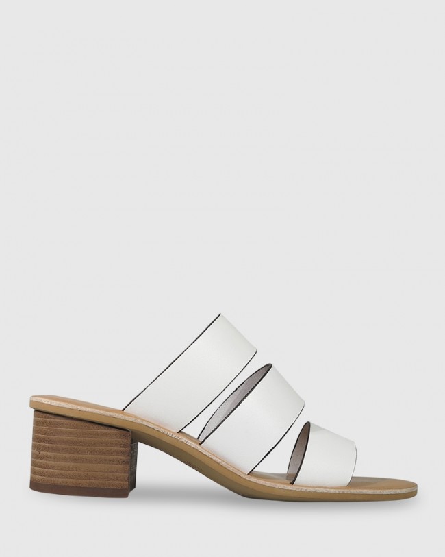 Wittner Ginnifer White Leather Block Heel Slide