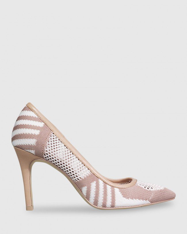 Wittner Harman Nude & White Knit Pointed Toe Stiletto Heel