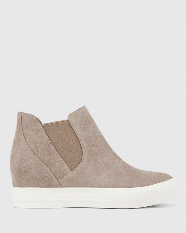 Wittner Sanders Stone Suede Slip On Wedge Sneaker