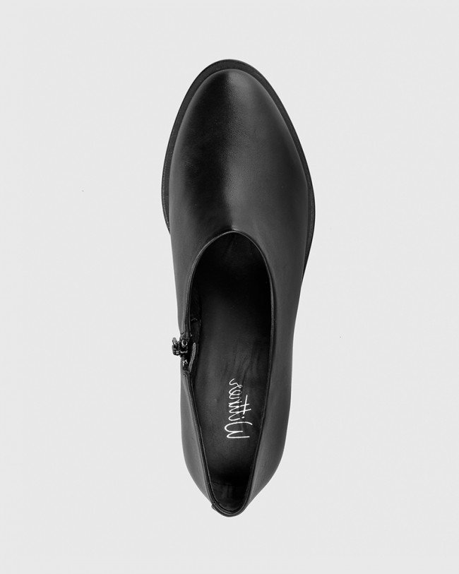 Wittner Fianna Black Nappa Leather Block Heel Bootie