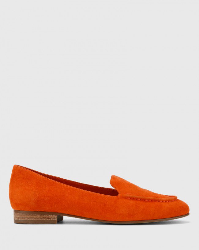 Wittner Brielle Burnt Orange Suede Leather Round Toe Flat