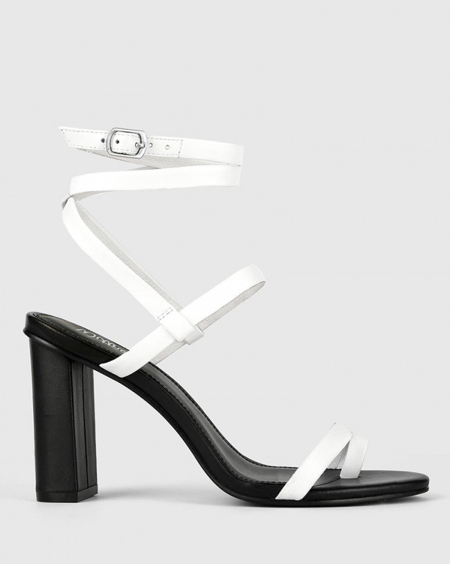 Wittner Regeena White Leather Block Heel Sandal