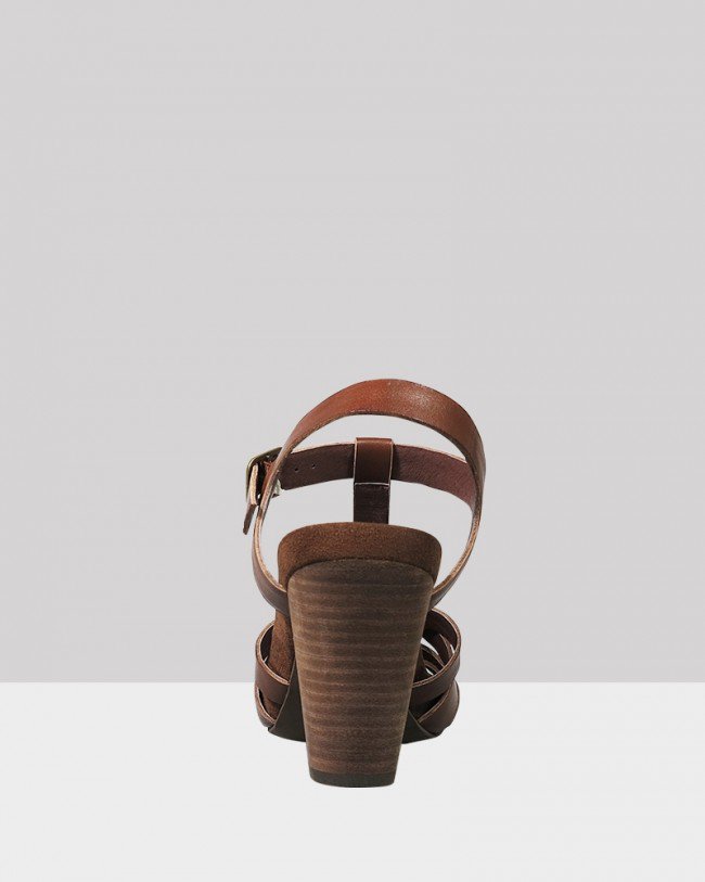 Wittner Carlino Dark Brown Leather Block Heel Sandal