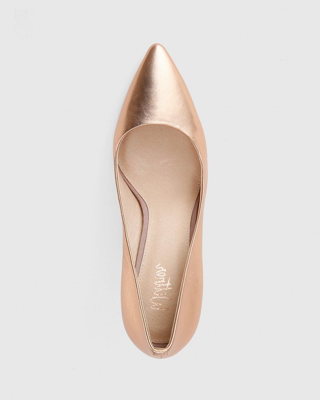 Wittner Harman Rose Gold Leather Pointed Toe Stiletto Heel