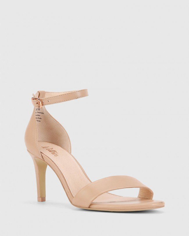 Wittner Imina Nude Leather Ankle Strap Stiletto Heel Sandal