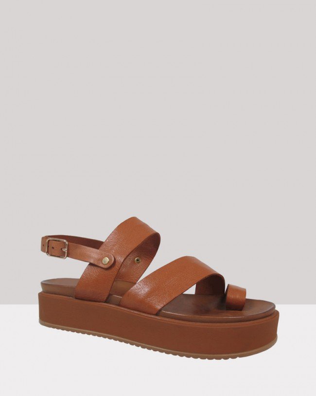 Wittner Kerr Brown Leather Open Toe Platform Sandal