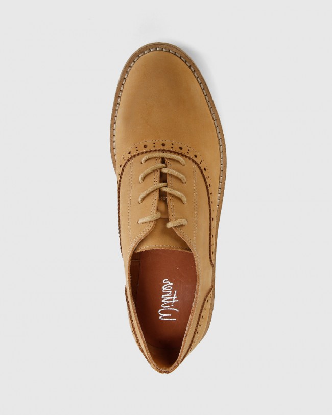 Wittner Jacquin Caramel Nubuck Leather Lace Up Brogue