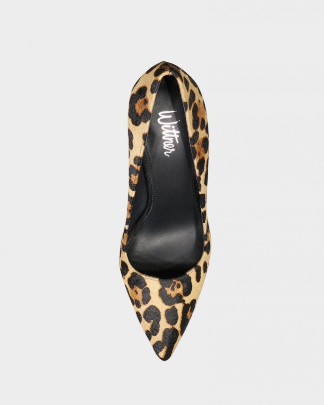 Wittner Tracey Leopard Print Pony Hair Pointed Toe Stiletto Heel