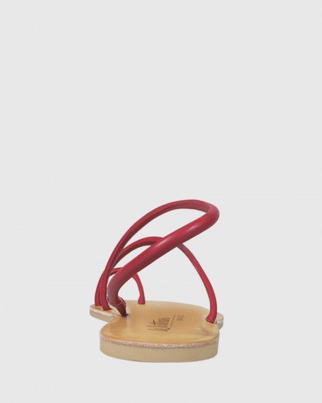 Wittner Flinton Red Leather Open Toe Flat Sandal