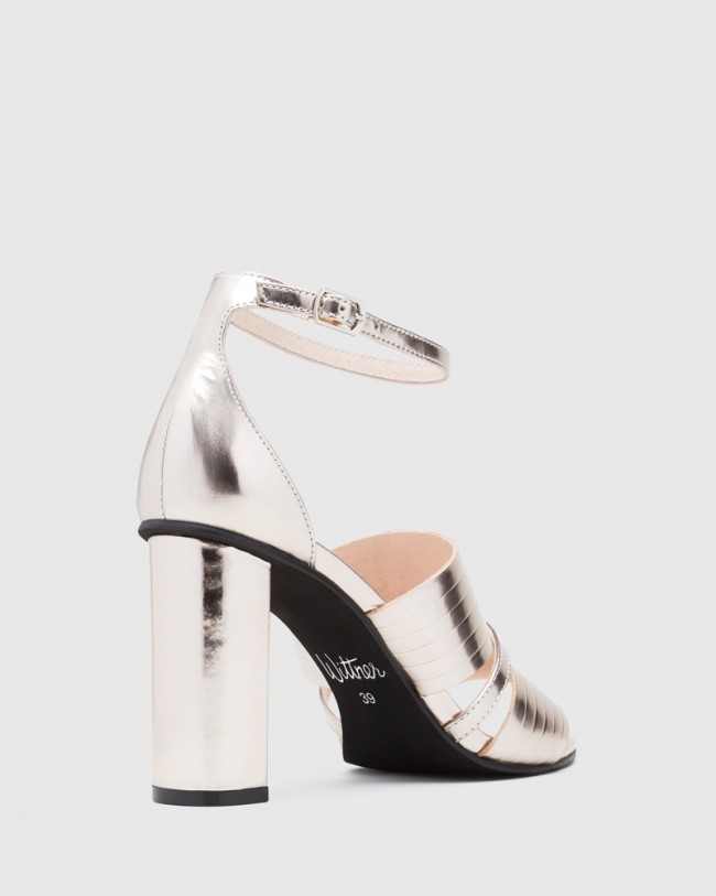 Wittner Rizzo Rose Gold Leather Open Toe Heel
