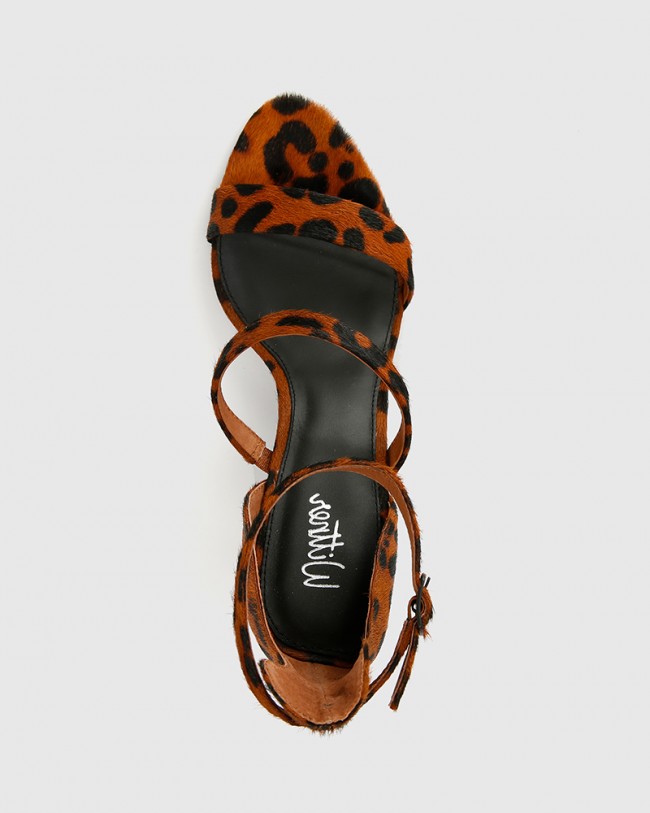 Wittner Rivera Leopard Printed Hair On Leather Block Heeled Sandal