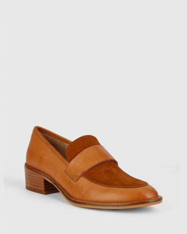 Wittner Fallon Tobacco Leather Almond Toe Loafer