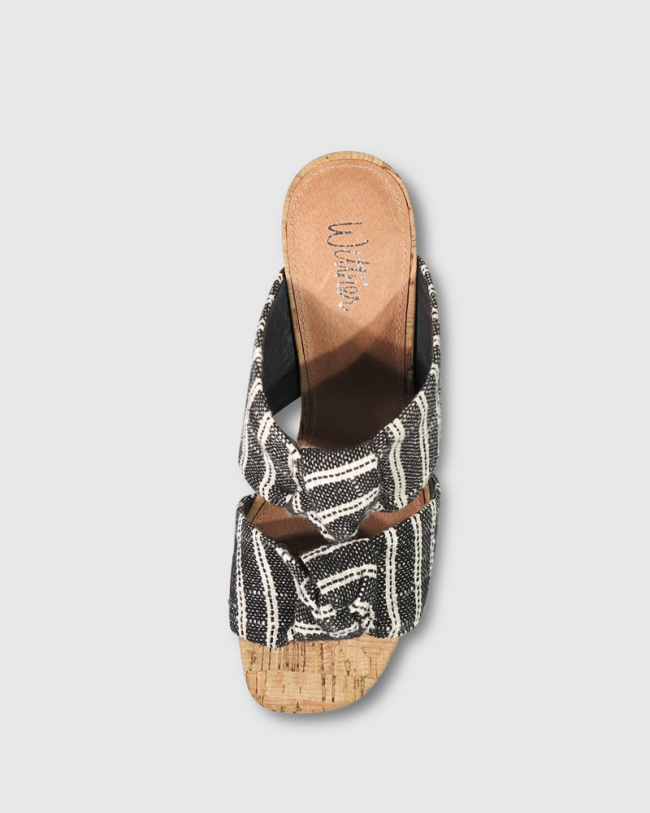 Wittner Caralyn Black Woven Knot Block Heel Sandal