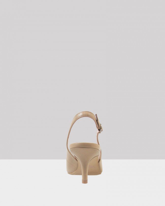 Wittner Nancie Honey Leather Pointed Toe Slingback Mid Heel