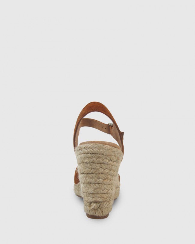 Wittner Umiko Tobacco Suede Espadrille Open Toe Wedge