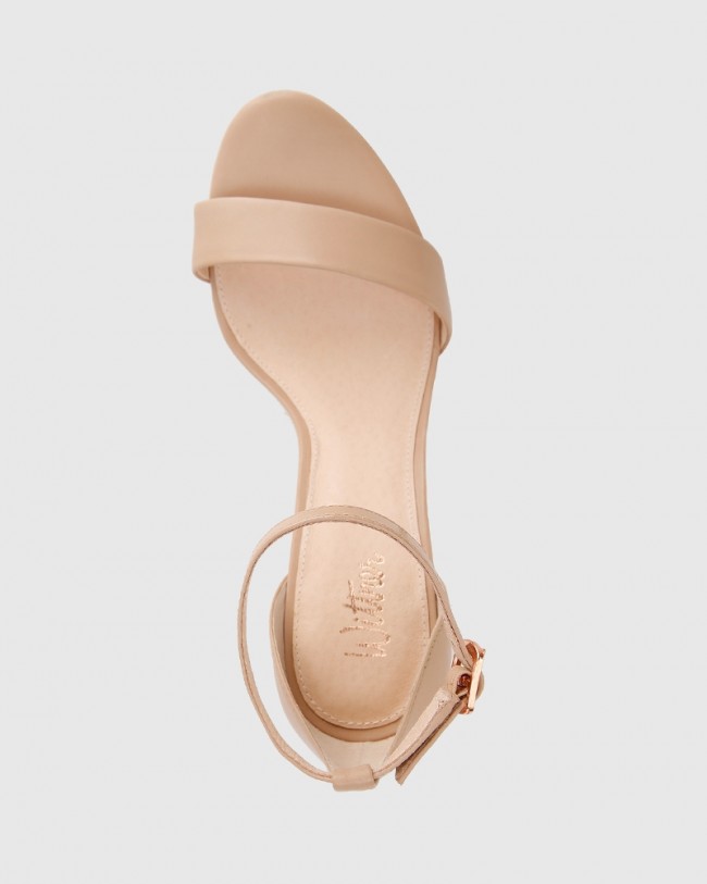 Wittner Imina Nude Leather Ankle Strap Stiletto Heel Sandal