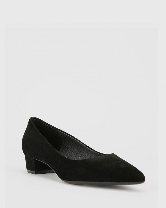 Wittner Armin Black Suede Pointed Toe Block Heel
