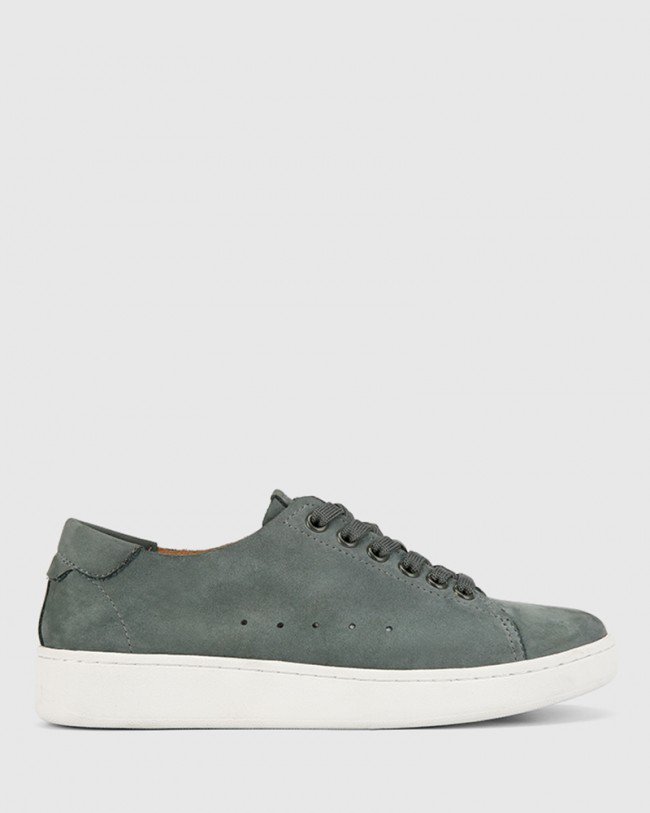 Wittner Graphite Grey Nubuck Leather Lace Up Sneaker