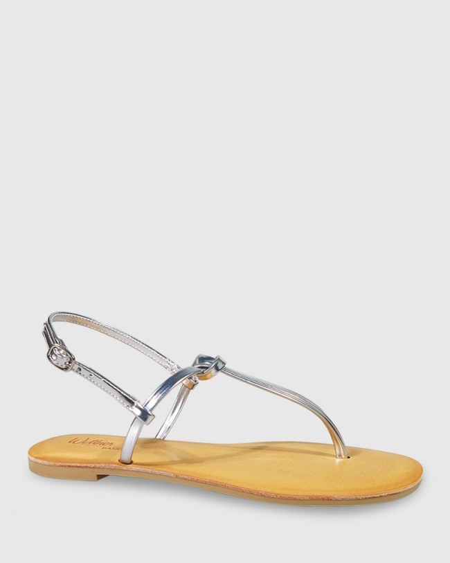 Wittner Frisco Silver Mirror Patent Flat Sandal