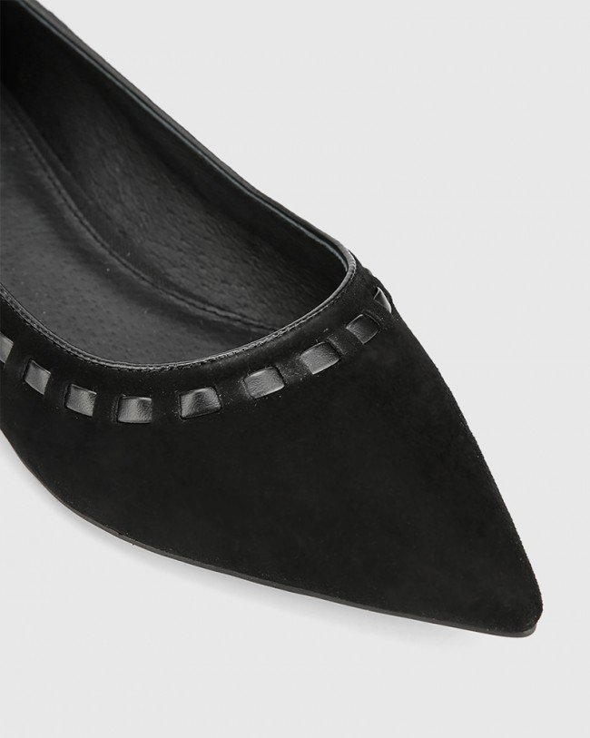 Wittner Mallory Black Suede Leather Pointed Toe Loafer