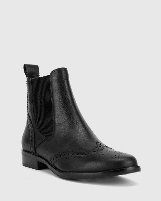Wittner Camilo Black Scotch Leather Round Toe Ankle Boot