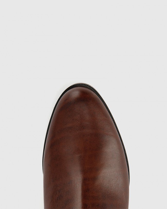 Wittner Gavin Dark Brown Leather Pull On Ankle Boot