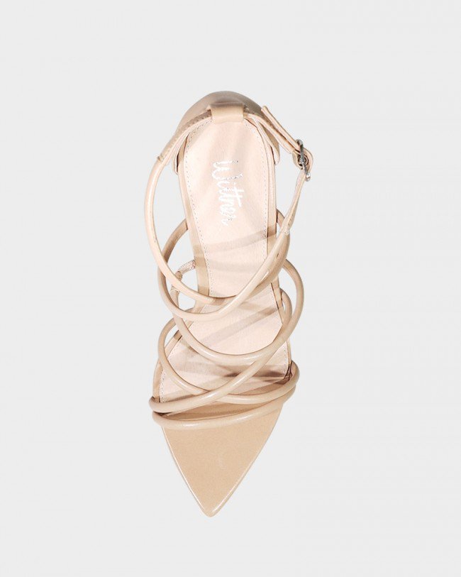 Wittner Reaghan Nude Leather Open Toe Stiletto Heel Sandal