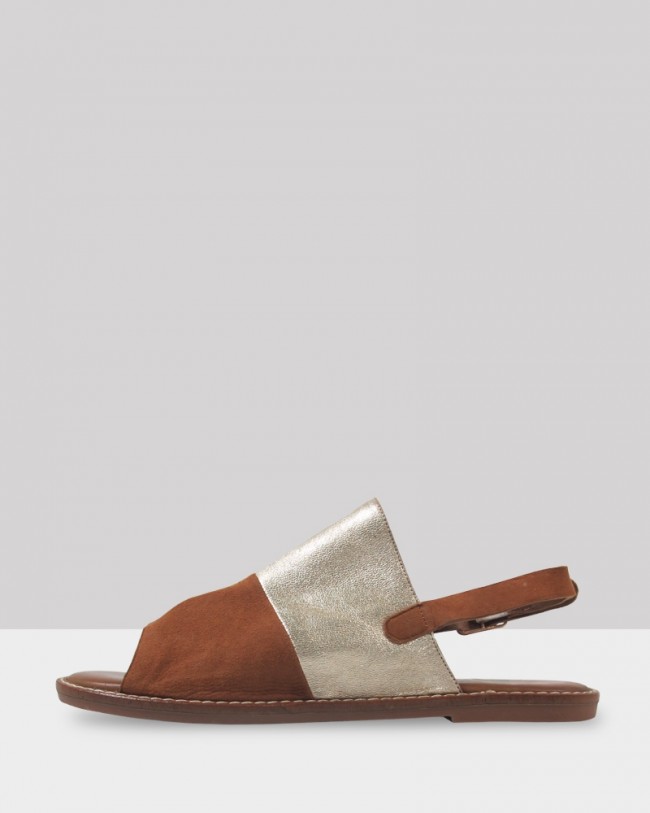Wittner Kora Coconut Suede & Gold Leather Sling back Open Toe Sandal