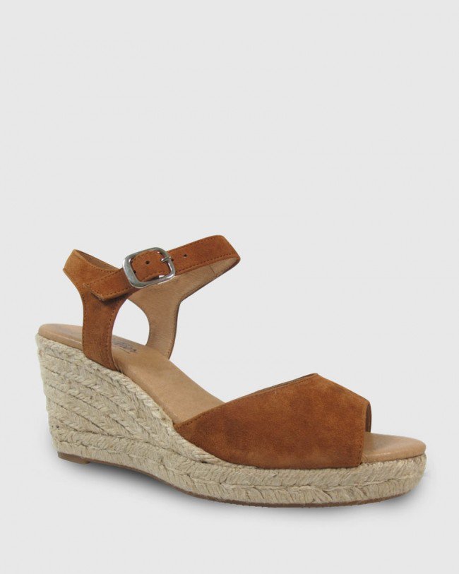 Wittner Umiko Tobacco Suede Espadrille Open Toe Wedge