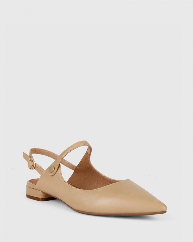 Wittner Manda Nude Leather Pointed Toe Flat