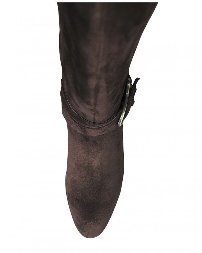 Wittner Frann Chocolate Suede Equestrian Block Heel Knee High Boot