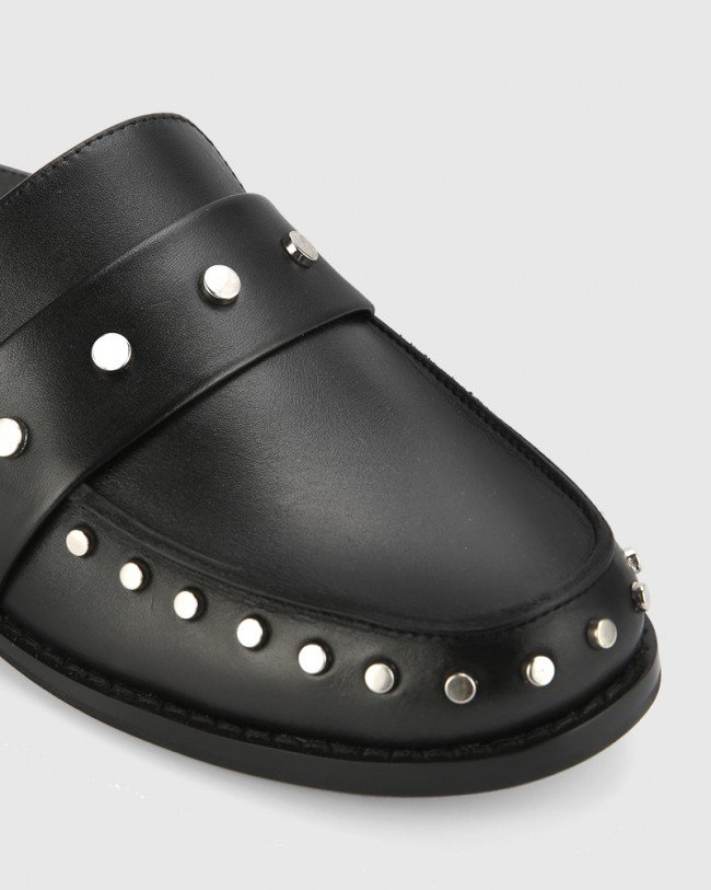 Wittner Emsley Black Leather Studd Mule
