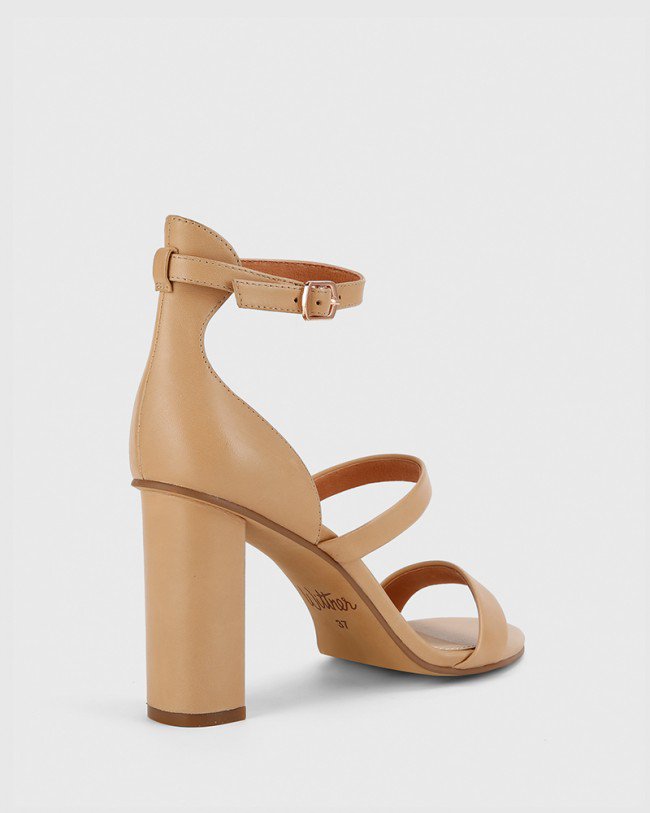 Wittner Rivera Nude Leather Block Heel Sandal