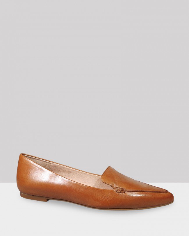 Wittner Packhamm Tan Leather Pointed Toe Flat