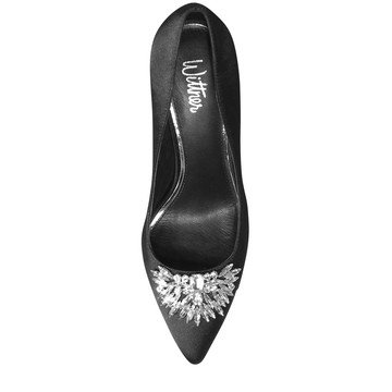 Wittner Henshaw Black Satin Embelished Stiletto Heel