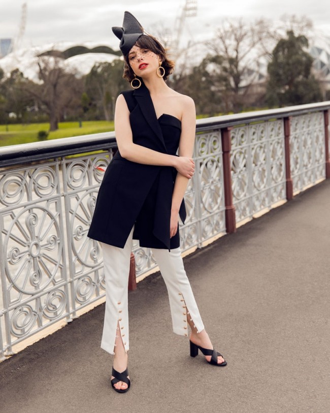 Wittner Ivette Black Satin Block Heel Mule