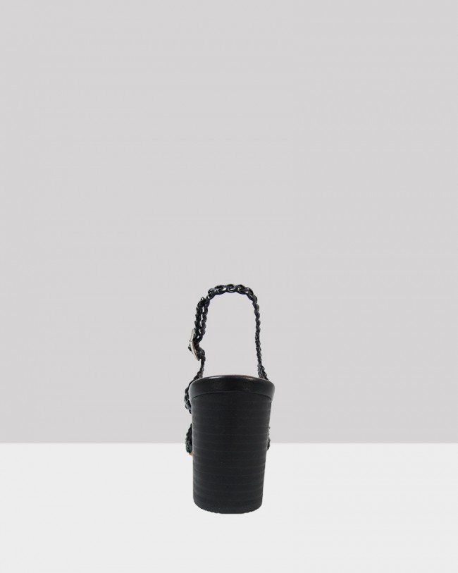 Wittner Galia Black Weave Slingback Block Heel