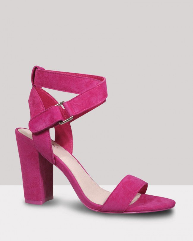 Wittner Ralexx Hot Pink Suede Open Toe Block Heel