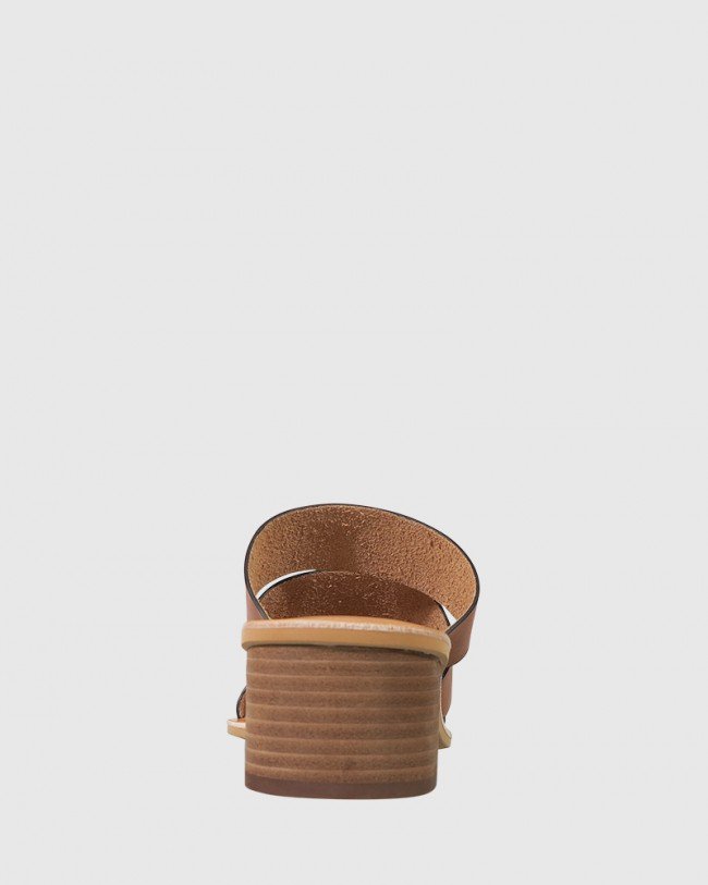 Wittner Ginnifer Tan Leather Block Heel Slide