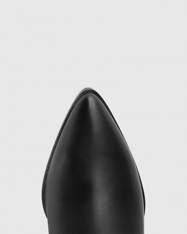 Wittner Preslee Black Leather Block Heel Long Boot