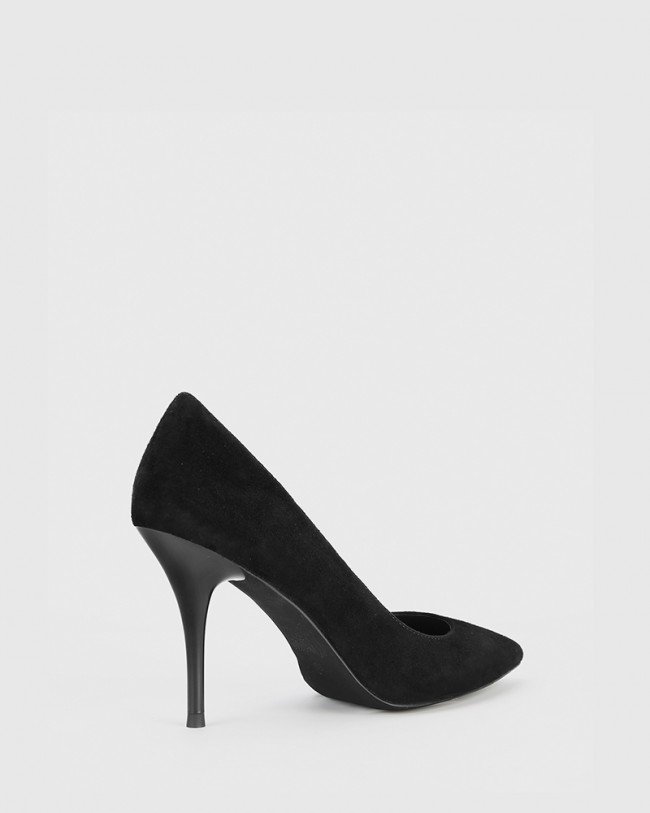 Wittner Hughes Black Suede Pointed Toe Stiletto Heel