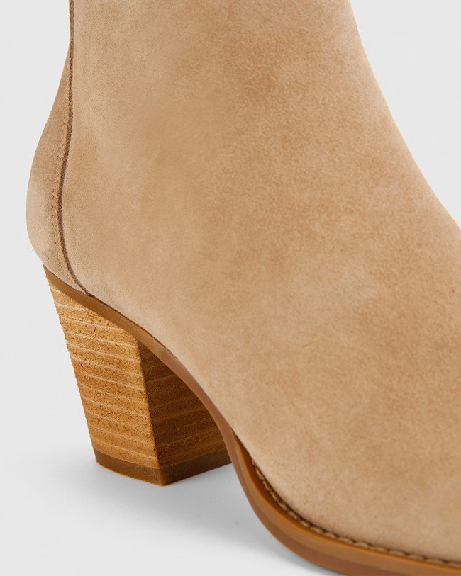 Wittner Kylar Camel Suede Leather Ankle Boot
